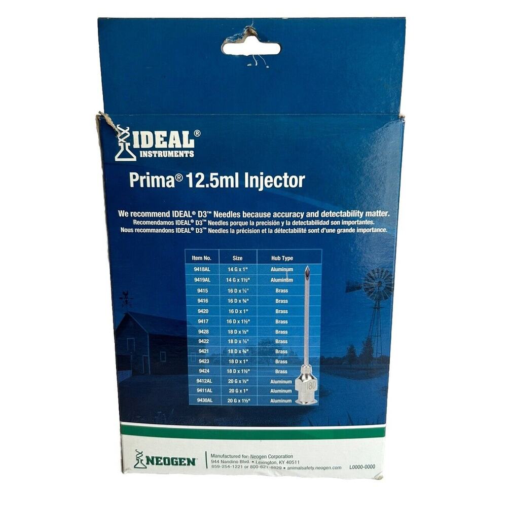 Ideal Prima 12.5 mL Injector Injection Neogen Cattle Livestock Dewormer vax - Picture 2 of 4